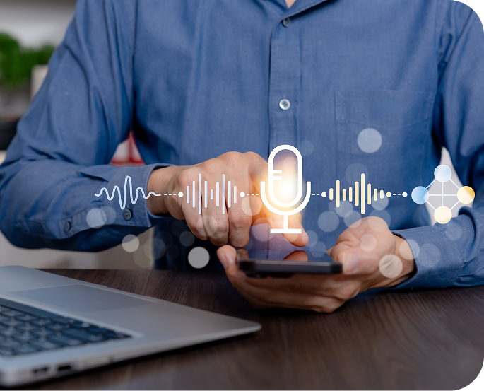 Illustration showing AI & professional voice solutions